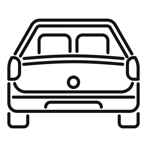 Vector de contorno de icono de maletero de equipaje Vehículo abierto Lado de maleta
