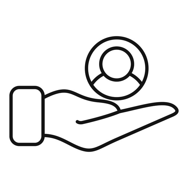 Vector de contorno del icono de la mano del candidato Cómprese las personas