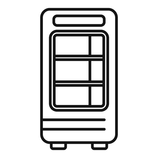 Vector de contorno del icono de la máquina de beber en el lugar de trabajo Refrigeración del recipiente