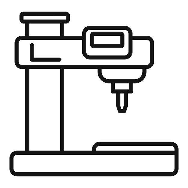 Vector de contorno del icono de la máquina de CNC con láser Trabajo metálico de calibración