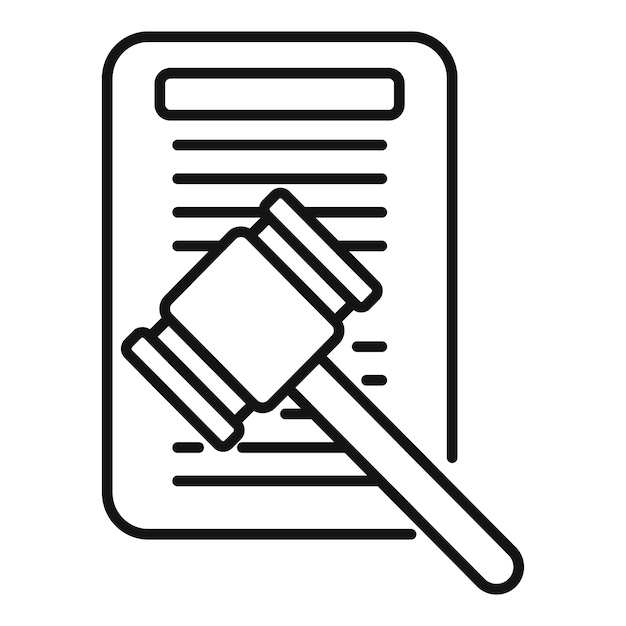 Vector de contorno del icono del martillo de la exención de responsabilidad Término del documento aprobado