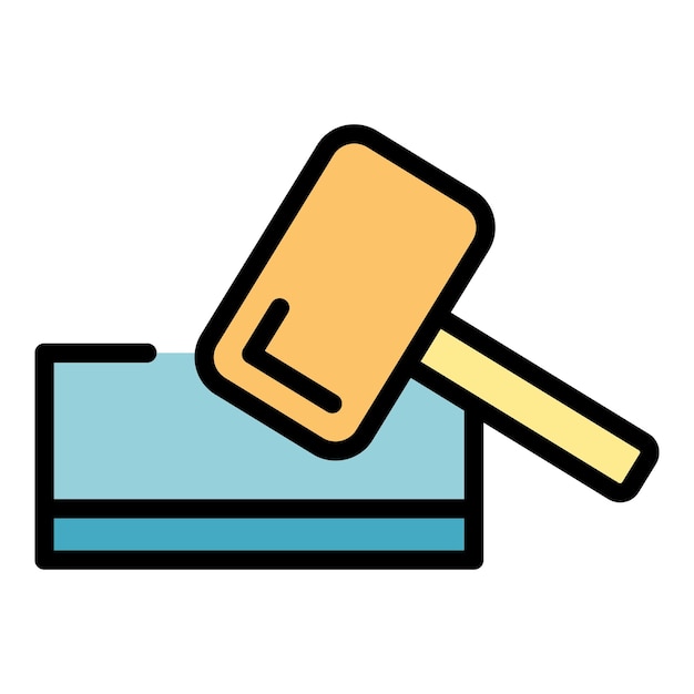 Vector de contorno de icono de martillo de trineo Construcción de viviendas Casa con color plano