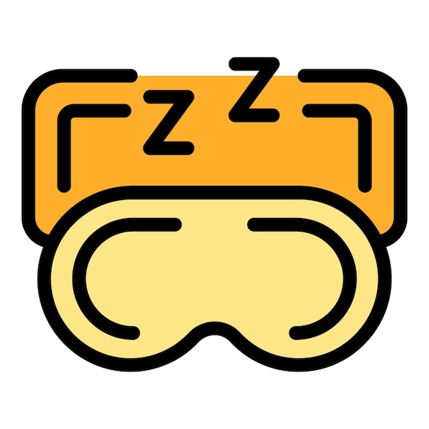 Vector de contorno del icono de la máscara para dormir Trastorno del sueño Color plano de la persona de la cama