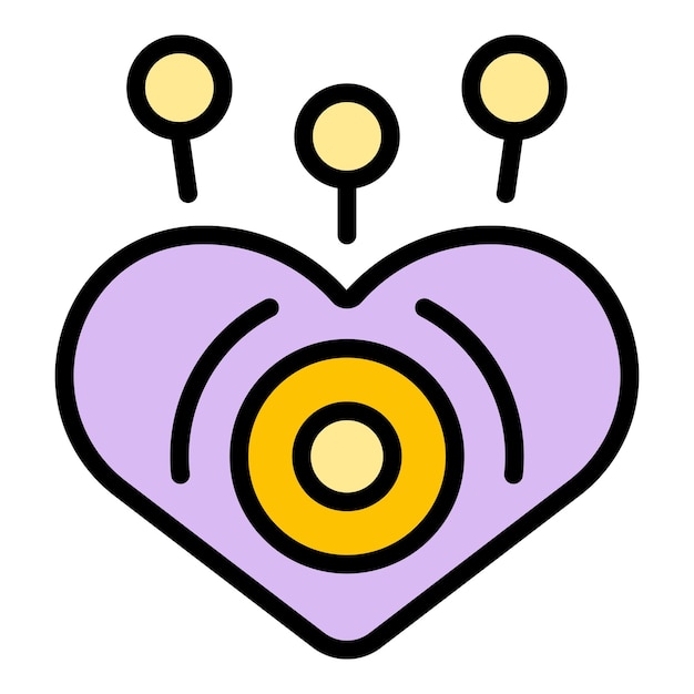 Vector vector de contorno del icono de la meditación del corazón mente de estrés masaje del alma color plano