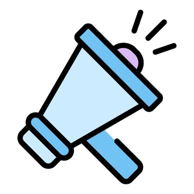 Vector de contorno de icono de megáfono Megáfono ruidoso altavoz color plano