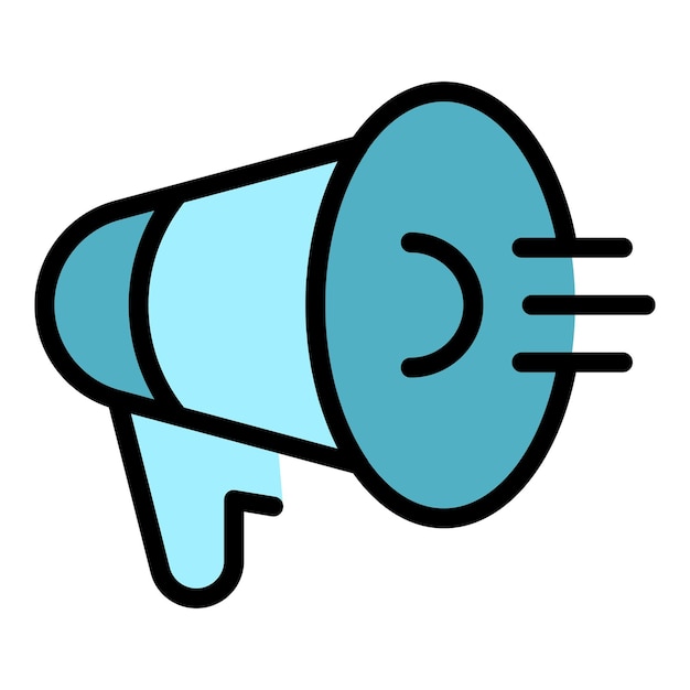 Vector de contorno del icono del megáfono Negocio en línea Venta de marketing color plano