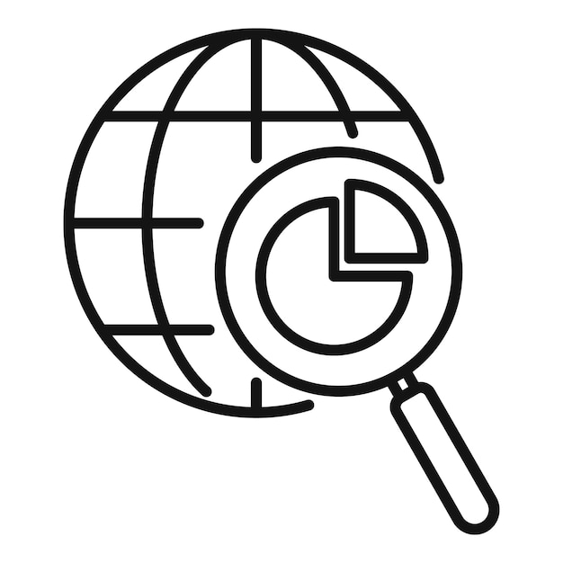 Vector de contorno de icono de mercado global Segmento objetivo Participación empresarial