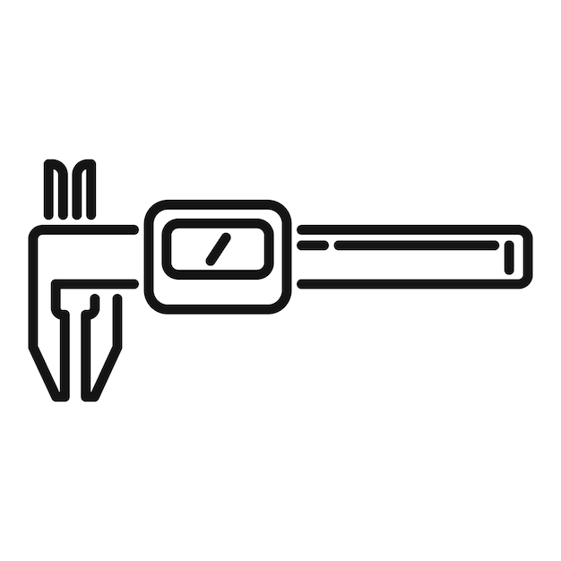 Vector de contorno de icono de micrómetro digital Regla de calipa