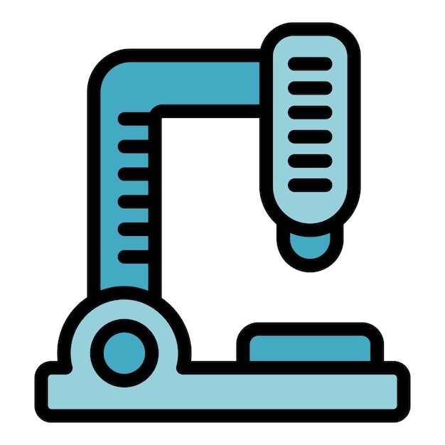 Vector de contorno del icono del microscopio de la escuela Estudiar niño Seguro retorno de color plano