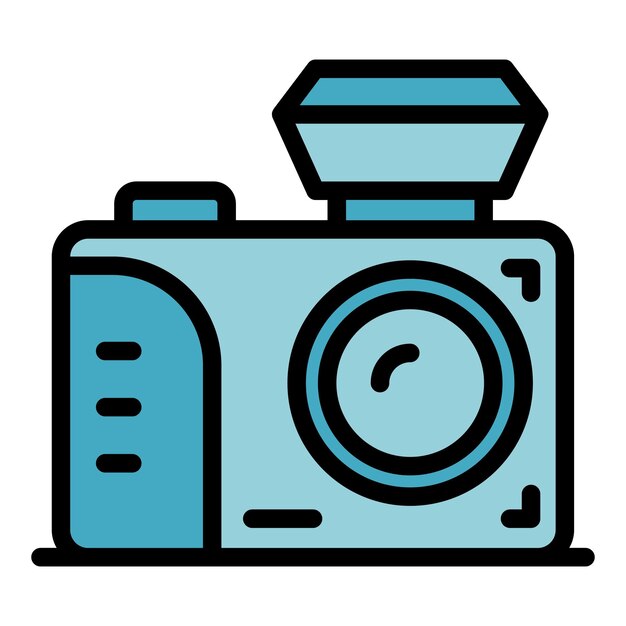Vector de contorno del icono del modelo antiguo de la cámara Estudio de fotos Sesión de arte de color plano