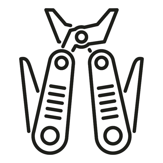 Vector de contorno de icono multiherramienta Navaja Kit de camping