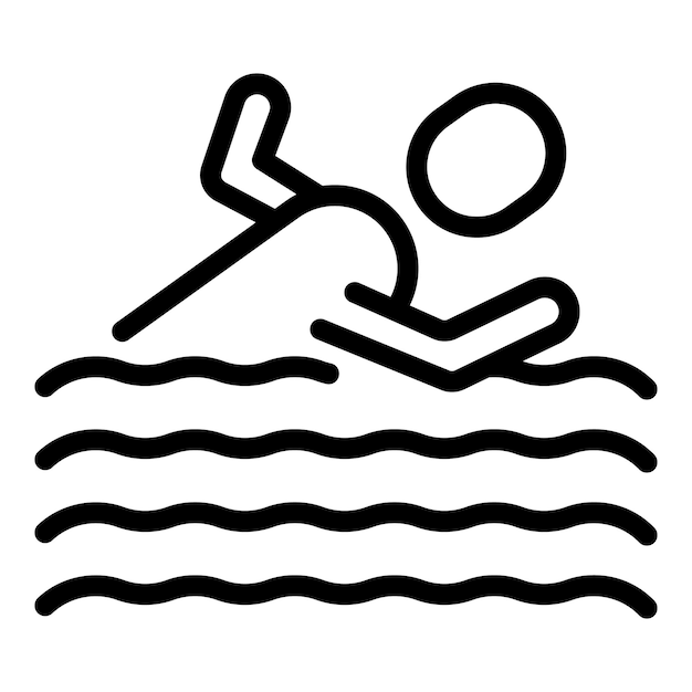 Vector de contorno de icono de natación para niños Campamento acuático Actividad marina