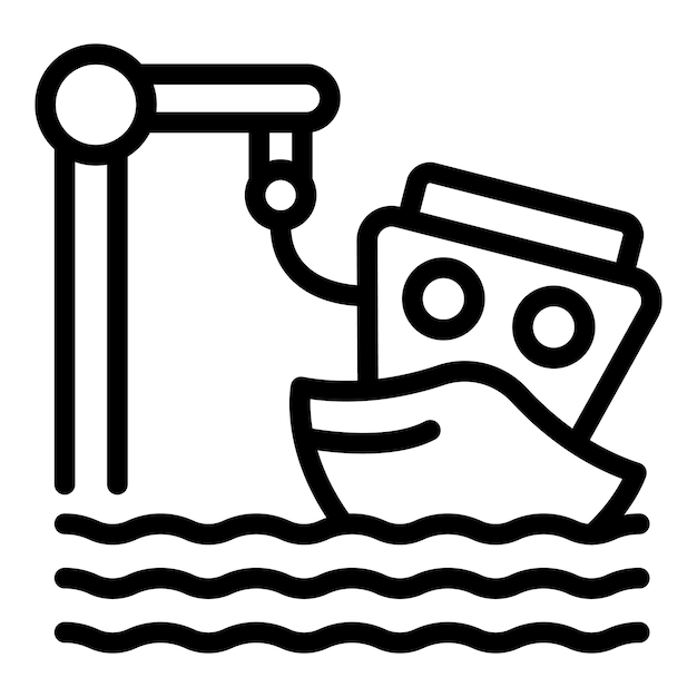 Vector de contorno del icono del naufragio Seguro marítimo