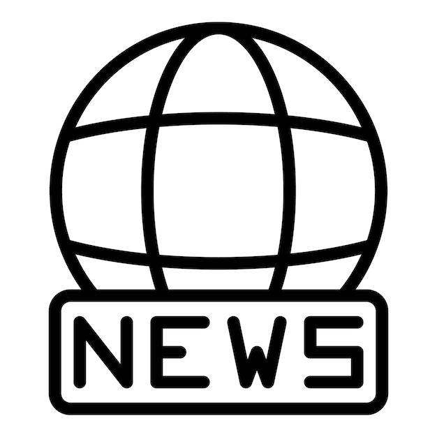 Vector de contorno de icono de noticias globales Estudio de medios Cámara en vivo