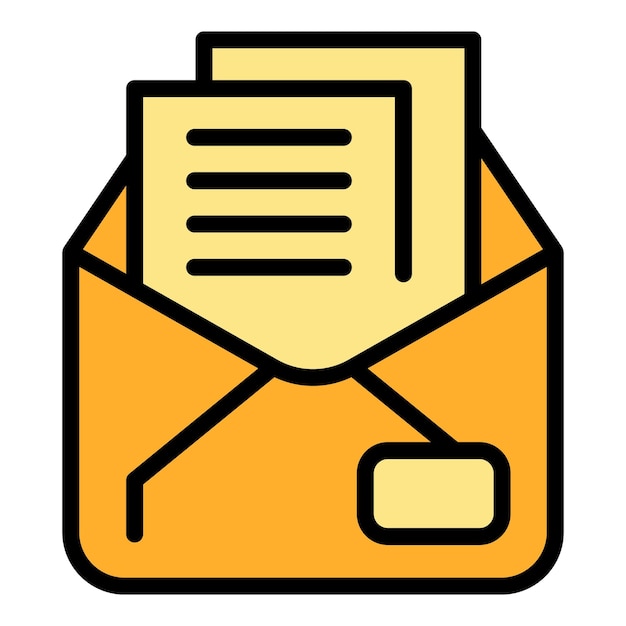 Vector de contorno de icono de oferta de correo Trabajo en línea Contrato tienda color plano