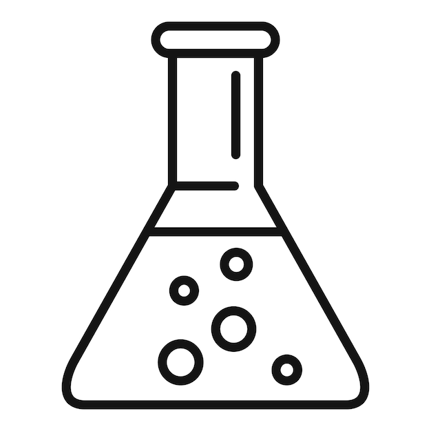 Vector de contorno de icono de olla química Investigación de laboratorio Salud genética