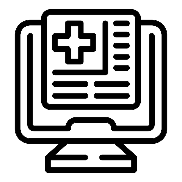 Vector de contorno del icono del paciente que cubre el médico Sala de la clínica