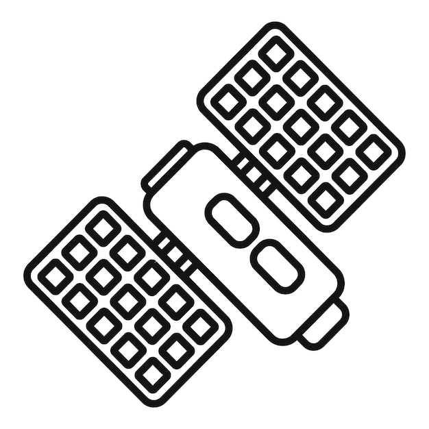 Vector de contorno del icono del panel solar del satélite Carga de energía espacial