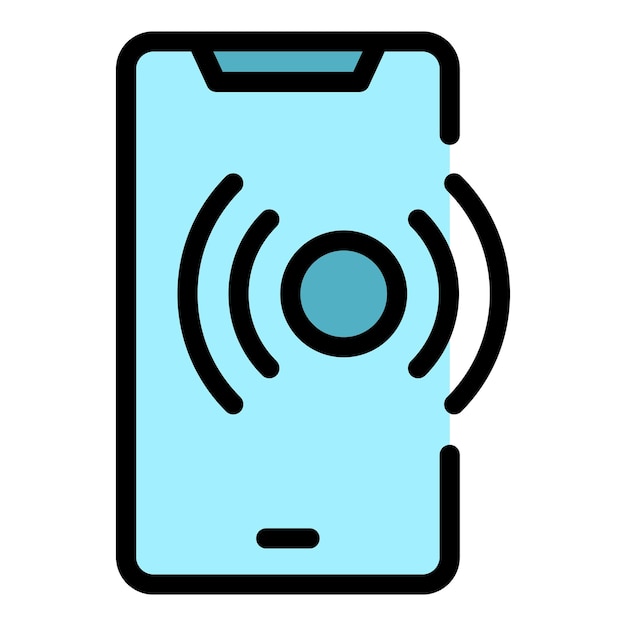Vector de contorno de icono de pantalla Teléfono digital Aplicación de mano color plano