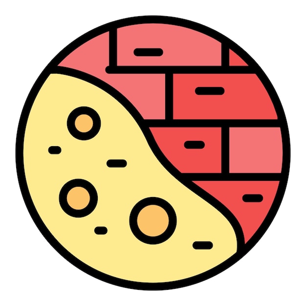El vector de contorno del icono de la pared de mortero adulto local El color de la piedra del sitio es plano