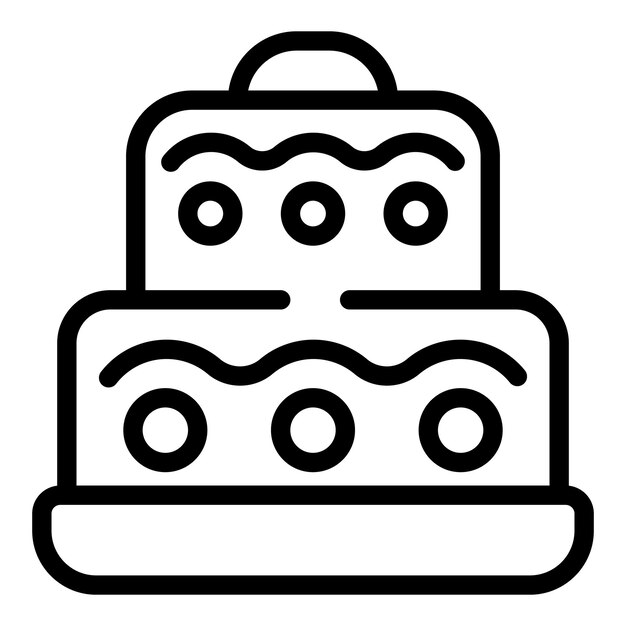 Vector de contorno de icono de pastel escalonado de matrimonio Ceremonia de la pareja de enamorados