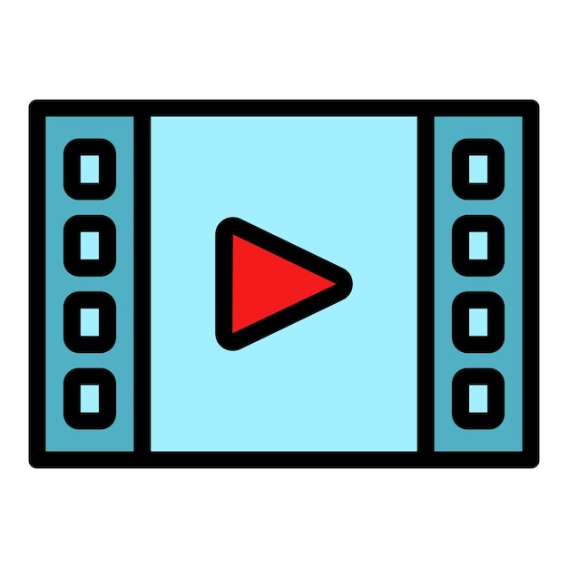 Vector de contorno de icono de película de video Conducción del automóvil Cine de color plano