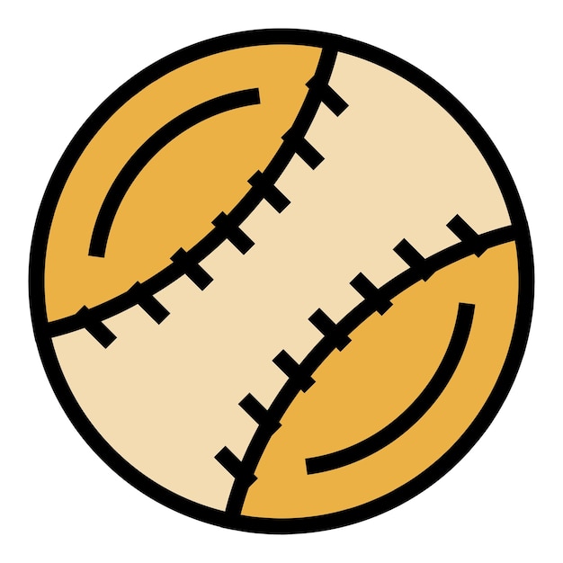 Vector de contorno del icono de la pelota de béisbol Tienda de deportes Tienda de acondicionamiento físico Color plano