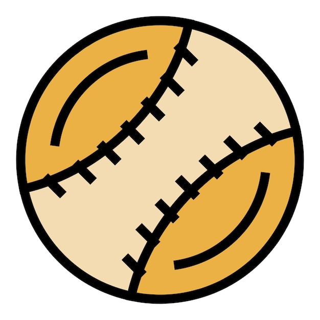 Vector vector de contorno del icono de la pelota de béisbol tienda de deportes tienda de acondicionamiento físico color plano