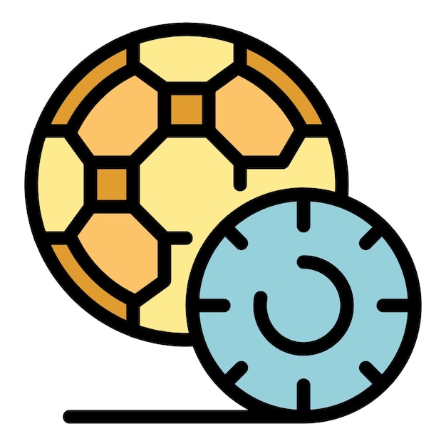 Vector de contorno de icono de pelota de fútbol Estadio de campo Color de juego plano