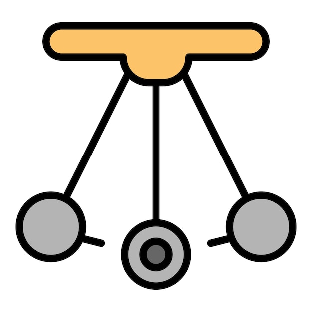Vector de contorno de icono de péndulo oscilante Bola de oscilación Color de movimiento de energía plano