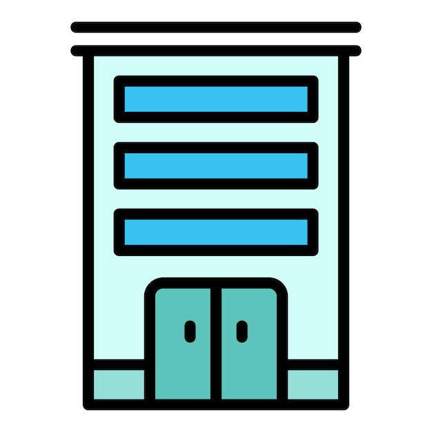 Vector de contorno de icono pequeño de varios pisos Edificio de la ciudad Bloque de la casa Color plano