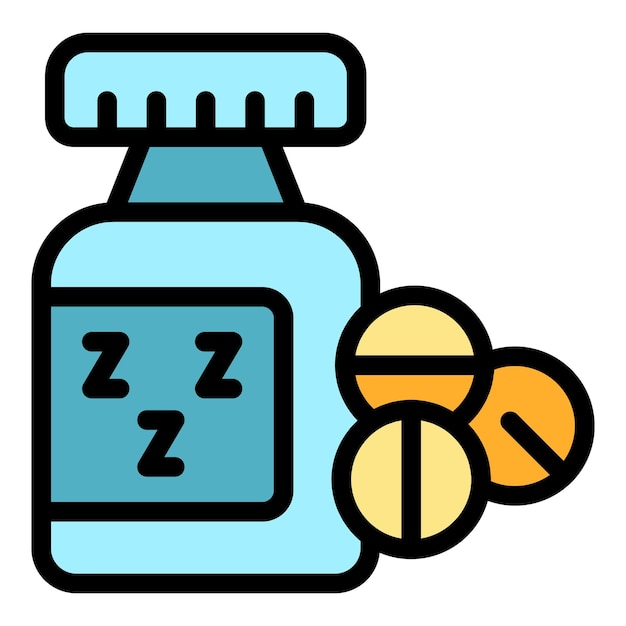 Vector de contorno de icono de persona nocturna Trastorno del sueño Color plano de alcohol malo