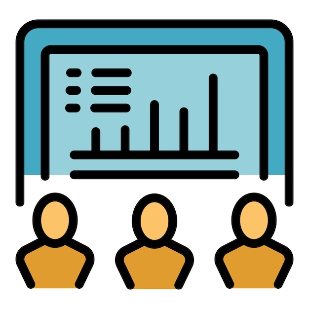 Vector de contorno del icono del personal de aprendizaje Oficina de formación Color plano de la formación del curso