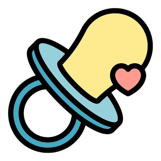 Vector de contorno de icono de pezón de bebé Chupete ficticio Color de biberón plano