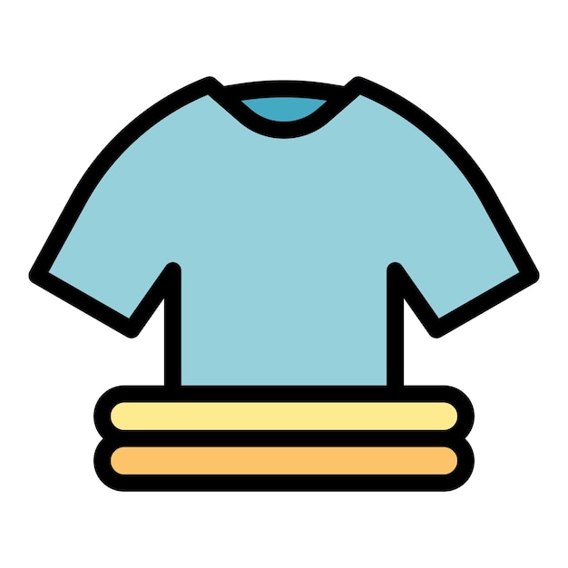 Vector de contorno de icono de pila de tela Lavandería de pila Color de algodón limpio plano