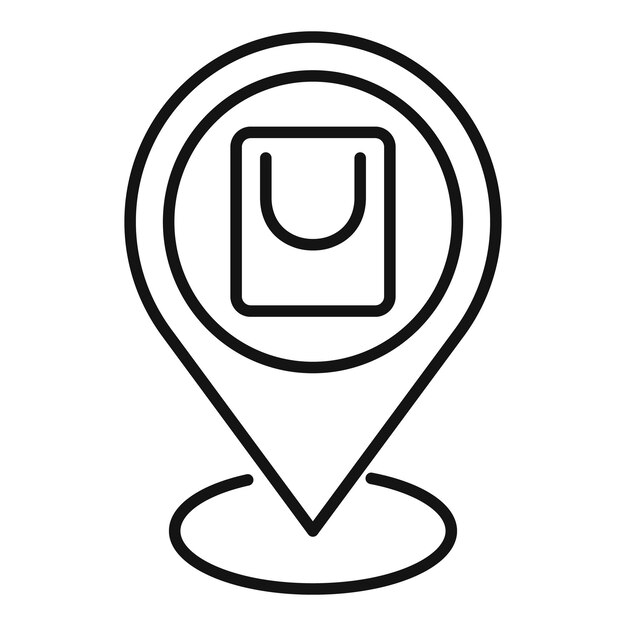 Vector de contorno del icono del pin del mapa de localización de la tienda Cerca del punto de búsqueda