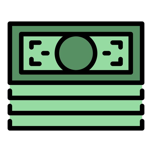 Vector de contorno del icono del préstamo del paquete de efectivo Crédito personal Presupuesto de pago Color plano