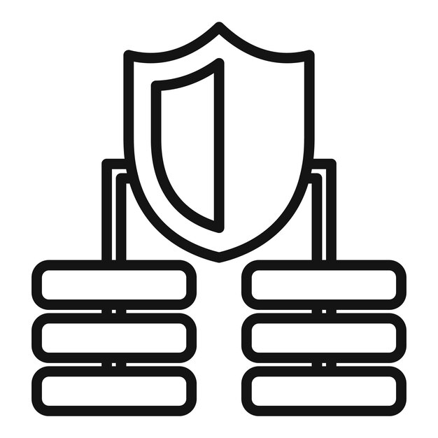 Vector de contorno del icono de privacidad de datos del servidor Proteger contraseña Caja fuerte personal