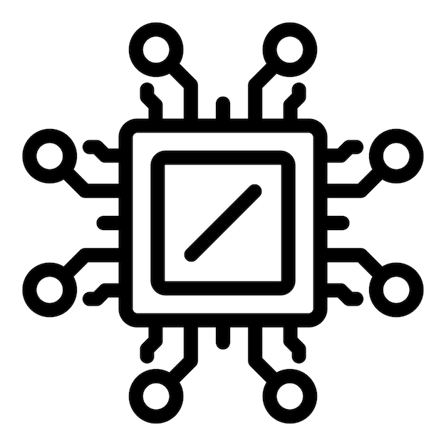 Vector de contorno del icono del procesador de la computadora Tienda de portátiles Venta al por menor de móviles