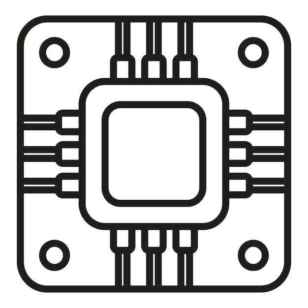 Vector de contorno del icono del procesador del portátil Llave de herramienta del botón Ventilador de administración