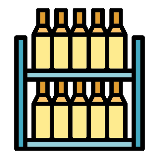 Vector de contorno del icono de producción de botellas de vino Fuego crudo hoja flotante color plano