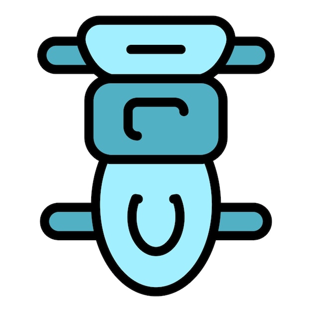 Vector de contorno del icono de protección de la columna vertebral del motociclista Equipo de chaqueta Color plano del engranaje del motor