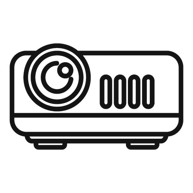 Vector de contorno de icono de proyector de película Montaje de vídeo Edición de movimiento