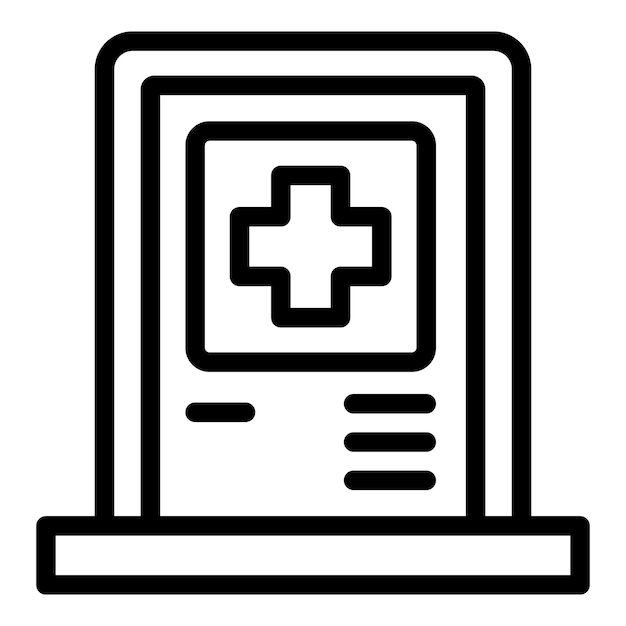 Vector de contorno del icono de la puerta del médico de visita Cuidado clínico