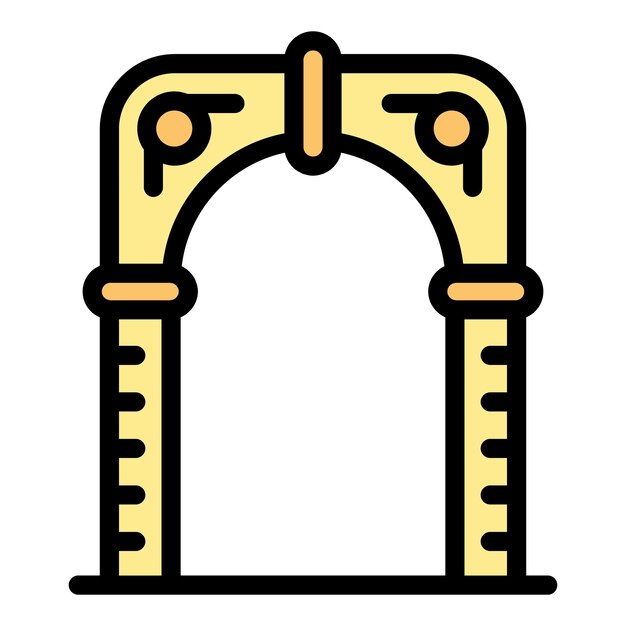 Vector de contorno de icono de puerta de metal entrada a la casa diseño moderno de color plano