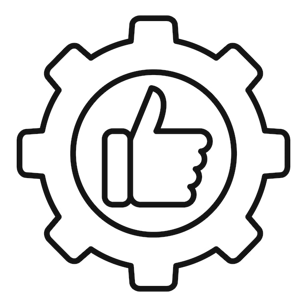 Vector de contorno de icono de pulgar hacia arriba Cambio de proyecto de proceso