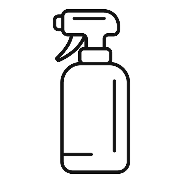 Vector de contorno del icono del pulverizador de plástico limpio limpio de la botella
