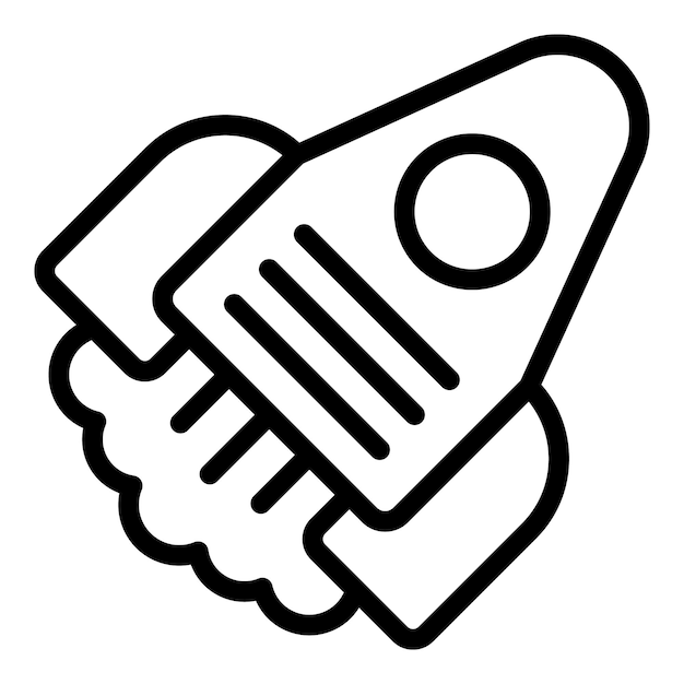 Vector de contorno de icono de punto clave de cohete Conclusión principal Verificación de lista