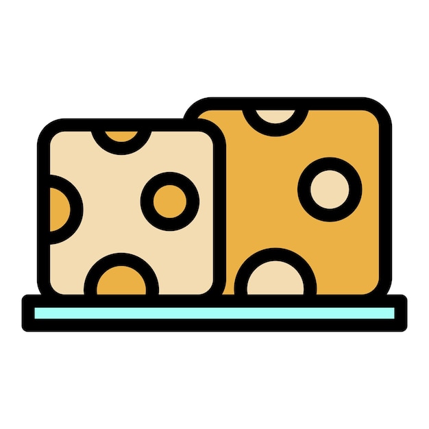 Vector de contorno del icono del queso de soja alimentos de soja toffee de soja de color plano