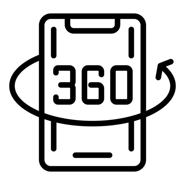 Vector de contorno de icono de realidad virtual móvil Sistema de rotación de visión